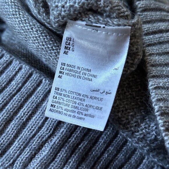 New Tasso Elba Sweater Large Mens Gray Sterling Heather Crotchet Knit Full Zip - Picture 7 of 8